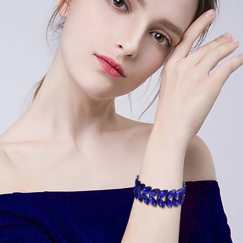 EVER FAITH Art Deco Wrist Jewelry for Prom Layered Marquise Crystal Leaf Elastic Stretch Bracelet for Women in Saudi Arabia