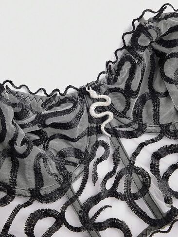 SHENHE Women's Mesh Strapless Sheer Snake Print Sexy Bustier Corset Crop Tube Y2k Goth Top in Saudi Arabia