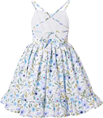 Flofallzique Floral Girls Tea Party Dress Summer Vintage Backless Kids Halter Beach Sundress in Saudi Arabia