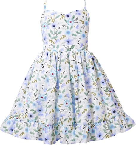 Flofallzique Floral Girls Tea Party Dress Summer Vintage Backless Kids Halter Beach Sundress in Saudi Arabia