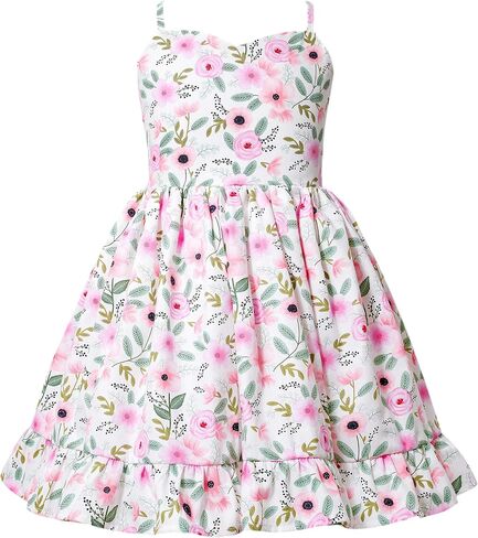 Flofallzique Floral Girls Tea Party Dress Summer Vintage Backless Kids Halter Beach Sundress in Saudi Arabia