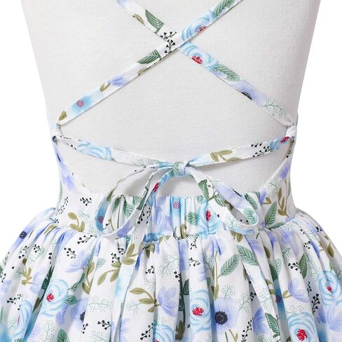 Flofallzique Floral Girls Tea Party Dress Summer Vintage Backless Kids Halter Beach Sundress in Saudi Arabia