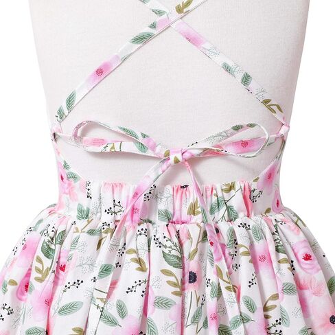 Flofallzique Floral Girls Tea Party Dress Summer Vintage Backless Kids Halter Beach Sundress in Saudi Arabia