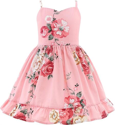 Flofallzique Floral Girls Tea Party Dress Summer Vintage Backless Kids Halter Beach Sundress in Saudi Arabia