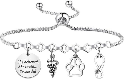 PLITI Veterinarian Gift Vet Tech Appreciation Gift She Believed She Could So She Did Veterinary Student Graduation Bangle in Kuwait