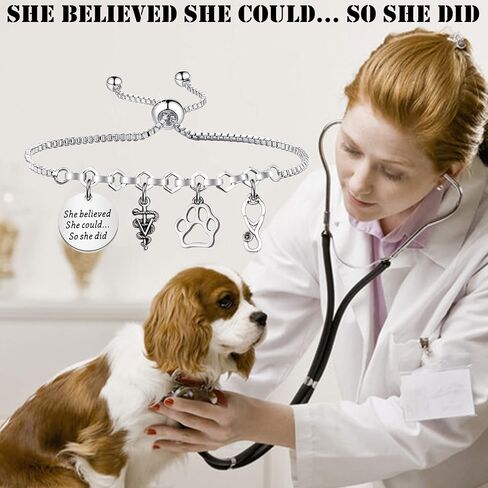 PLITI Veterinarian Gift Vet Tech Appreciation Gift She Believed She Could So She Did Veterinary Student Graduation Bangle in Kuwait