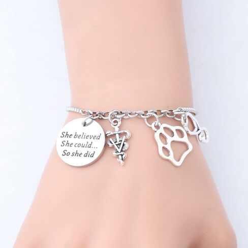 PLITI Veterinarian Gift Vet Tech Appreciation Gift She Believed She Could So She Did Veterinary Student Graduation Bangle in Kuwait