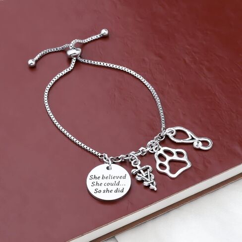 PLITI Veterinarian Gift Vet Tech Appreciation Gift She Believed She Could So She Did Veterinary Student Graduation Bangle in Kuwait