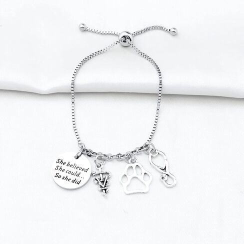 PLITI Veterinarian Gift Vet Tech Appreciation Gift She Believed She Could So She Did Veterinary Student Graduation Bangle in Kuwait