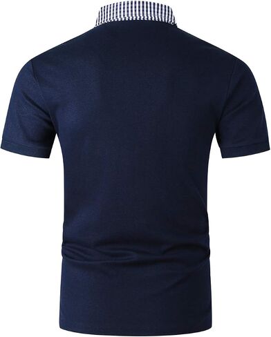 GHYUGR Men's Polo Shirts Short Sleeve Slim Fit Polo Casual Plaid Splice T-Shirts in Saudi Arabia