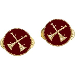 Smith & Warren Red Two Crossed Battalion Fire Chief Bugles Round Disc Uniform Pin Collar Insignia