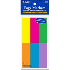 BAZIC Neon Page Markers 1x3 Colored Index Tabs, Sticky Notes for Page Marker Bookmarks, Writable File Tab Flags (480 Sheets/Pack), 1-Pack