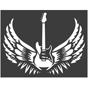 Winged Guitar Stencil 7x9 Inch - Custom Cut Reusable Stencil Drawing Template
