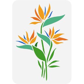 FINGERINSPIRE Bird of Paradise Stencil 8.3x11.7inch قابل لإعادة الاستخدام Bird of Paradise Flower Stencil DIY قالب زهرة الربيع والصيف للديكور استنسل النبات الطبيعي لطلاء الأثاث الجداري الخشبي
