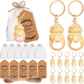 50Pcs Popping Bottle Openers Baby Shower Prizes for Guests, Cute Bottle Opener Souvenir Decorations with Organza Bags, Baby Shower Return Gifts for Gender Reveal Gifts Wedding Party Kids Birthday