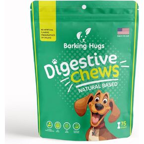 DIGESTIVE CHEWS - Prebiotic for Dogs - Probiotic for Dogs - Digestive enzymes for dogs - Gut Health - Helps with indigestion and diarrhea in dogs - 75 Chews