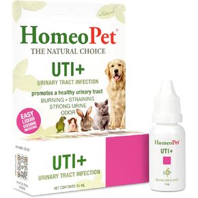 HomeoPet UTI Plus Urinary-Tract Relief, Supportive UTI Medicine for Dogs, Cats, and Other Pets, 15 ml