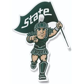 Michigan State University Sticker MSU Spartans Ready for Battle Sparty Waving Flag Heavy-Duty Car Decal for Windows, Laptops, or Water Bottles