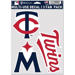 WinCraft MLB Minnesota Twins Decal Multi Use Fan 3 Pack, Team Colors, One Size