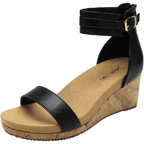 DREAM PAIRS Women's Open Toe Buckle Ankle Strap Platform Wedge Sandals