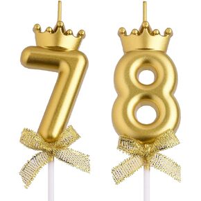 78th 87th Birthday Candles, Rose Gold 87 78 Year Old Number Birthday Candles, Happy Birthday Party Cake Topper Decoration Gifts for Women Men