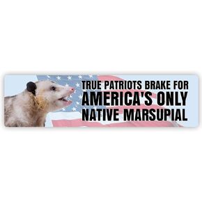 Possum Bumper Sticker (Large) - U.S. Flag True Patriots Brake for America's Only Native Marsupial Opossum Sticker, Strong Adhesive Waterproof Used for Gifts, Truck, Car