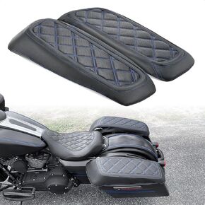 Saddlebag Lid Bra Protective Covers Compatible with Harley Davidson 2014-2023 Touring Road Glide FLTRX Electra Glide FLHT Road King FLHR Street Glide FLHX and Tri Glide Models, Blue Stitching