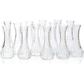 Set of 12 Small Glass Vase, Bud Vases in Bulk for Floral Arrangements, Events, Home Decor Weddings, Table Centerpiece Clear
