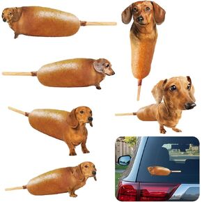 6 Pieces Corn Dog Stickers 6" Funny Bumper Stickers Vinyl Car Stickers Decals Waterproof Sticker for Car Laptop Wall Window Vehicle Truck Skateboard