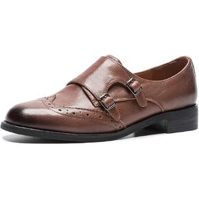 أحذية U-lite النسائية بحزام Monk من جلد الغنم المثقوب بإبزيم أنيق من Vamp Brouge Oxfords