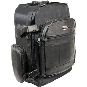 Milwaukee Leather SH540 Medium Black Size Leather and Textile Motorcycle Sissy Bar Back Pack Bag - One Size