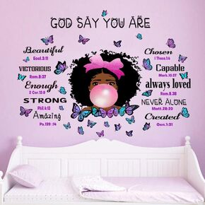 Wall Decals for Girls Toddler Bedroom,Black Girl Magic Inspirational Quotes Wall Stickers,Motivational Saying African American Girls Wallpaper for Baby Bedroom Room Wall Decor Decoration
