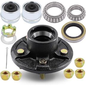 5 Lug Trailer Wheel Hub Kit,3500 LB-5 X 4.5 Trailer Axle Kit with(L68149 and L44649 Cone Bearings),Fits 1-1/16'' to 1-3/8" Trailer Axles 3500lb #84 Spindle for Rvs