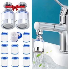 GLORJEE Sink Water Filter Faucet, Faucet Filter, 360° Rotating FaucFilters Purifier Kitchen Tap Filtration Removes Chlorine Fluoride Heavy Metals Hard for Home Bathroom & Kitchen(2 Pcs), Black,Yellow in Saudi Arabia
