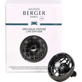 MAISON BERGER - Refillable Car Air Freshener Vent Clip Diffuser Set - 1.75" Diameter x 1.25" Depth - Made in France (Graphic Matte Finish)