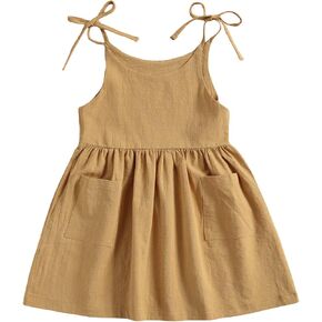 فستان توتو للفتيات الصغيرات بدون أكمام مع حزام فستان الأميرة زهرة فتاة فستان حفلة الشاطئ in Kuwait