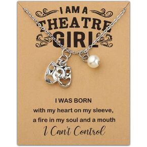 MAOFAED Theatre Musical Gift Comedy And Tragedy Mask Musical Necklace For Girls I Am A Theatre Girl