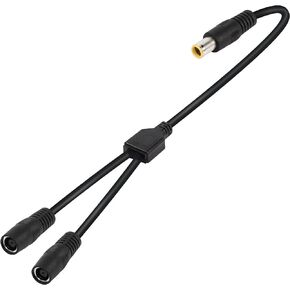 GINTOOYUN DC7909 Y Splitter Adapter Cable 14AWG DC 8mm 1 Male to 2 Female Power Cord for Portable Power Station, Solar Panel, Solar Power Bank,etc(60CM 2FT) Black
