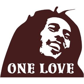 One Love Bob Marley Rasta Reggae Vinyl Cutout Sticker Rub On Decal 3.25-by-2.75 Inches (Black)