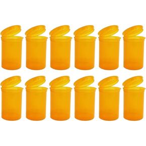 Multi-Use Airtight Empty Pill Bottles with Hinged Lids, 30 Dram Plastic Bottle Organizer for Supplements, Vitamins & Medicines, 12 Pack (Amber Translucent)