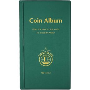 AITIME 180 Pockets Coin Collection Supplies - Coin Collecting Holders Book Album for Collectors, Collector Album Storage Suitable for Coin Diameter Less Than 1.66 Inches (Black)