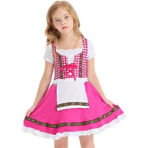 IBAKOM Toddler Girls Halloween Costume German Oktoberfest Carnival Dirndl Dress Bavarian Kids Beer Maid Cosplay Outfits