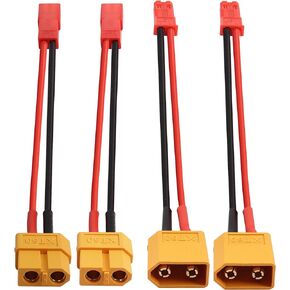 YACSEJAO 2Pair XT60 Plug to JST Adapter Cable 22AWG JST to XT60 Male to Female Socket RC LiPo Battery Charging Connector for Model Batteries RC FPV Racing Drone Multicopter, 10cm