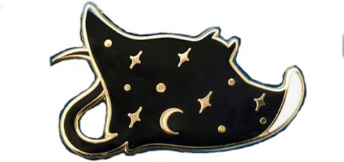 Stingray Sting Manta Ray Moon Star Night Sky Galaxy Animal 1.25" Enamel Pin Badge in Saudi Arabia