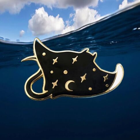 Stingray Sting Manta Ray Moon Star Night Sky Galaxy Animal 1.25" Enamel Pin Badge in Saudi Arabia