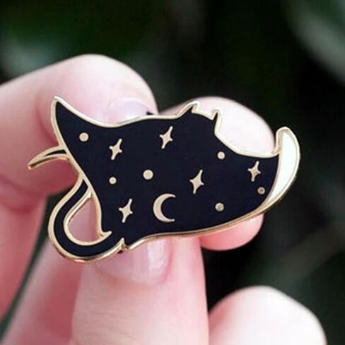 Stingray Sting Manta Ray Moon Star Night Sky Galaxy Animal 1.25" Enamel Pin Badge in Saudi Arabia