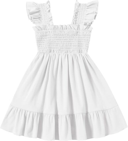 Toddler Girl Summer Dress Sleeveless Smocked Baby Dresses Square Neck Kids Tiered Boho Sundress Beach Casual Birthday in Saudi Arabia