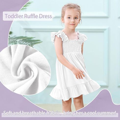 Toddler Girl Summer Dress Sleeveless Smocked Baby Dresses Square Neck Kids Tiered Boho Sundress Beach Casual Birthday in Saudi Arabia