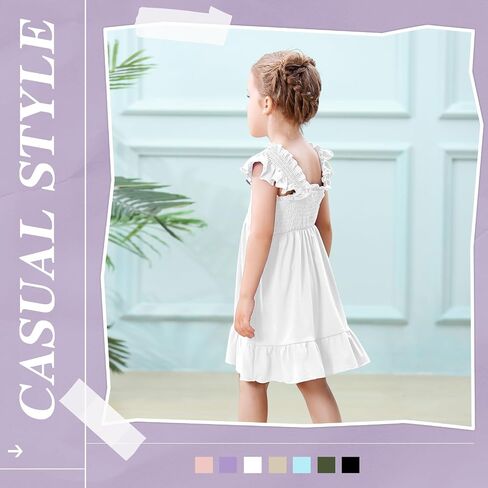 Toddler Girl Summer Dress Sleeveless Smocked Baby Dresses Square Neck Kids Tiered Boho Sundress Beach Casual Birthday in Saudi Arabia