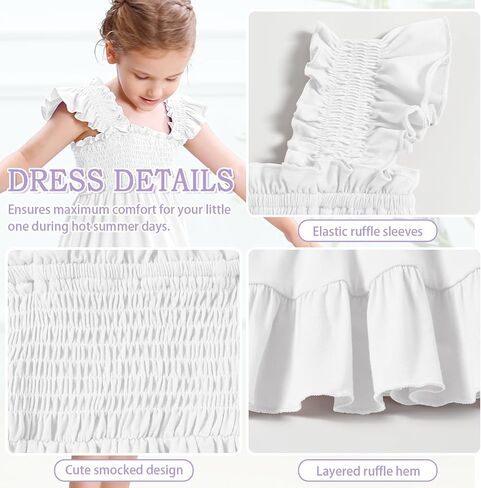 Toddler Girl Summer Dress Sleeveless Smocked Baby Dresses Square Neck Kids Tiered Boho Sundress Beach Casual Birthday in Saudi Arabia